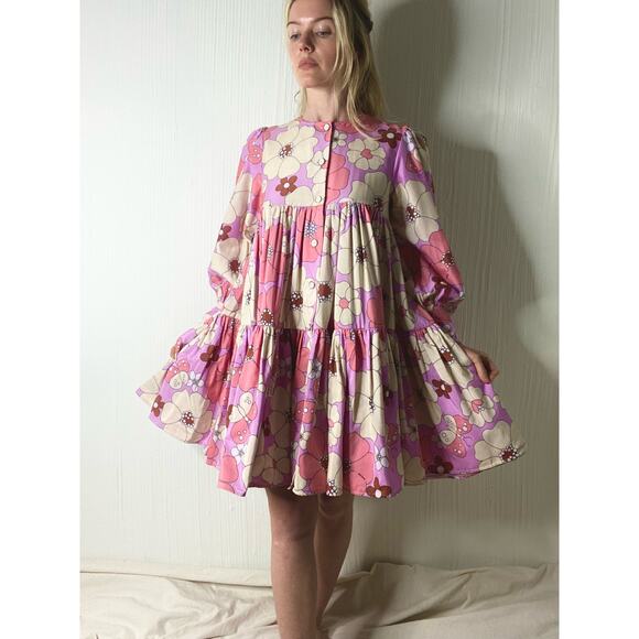 Manoush Dresses & Skirts - MANOUSH Silk Blend Groovy Floral Comic Strip Shirt Dress US 36 NWT $945